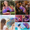Shiny Large Folding Fan, Holographic Metallic Handheld Folding Fan for