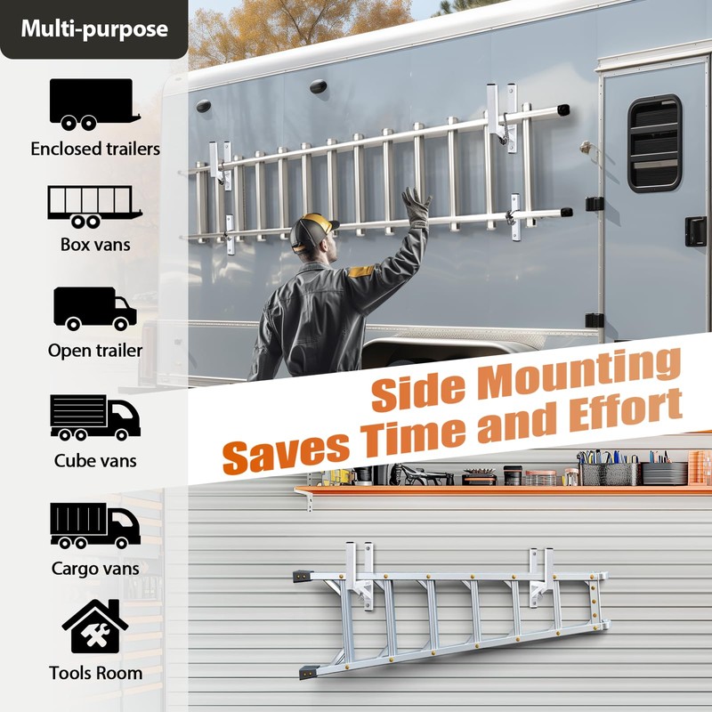 SMOQIO Trailer Ladder Rack, 4 Racks Enclosed Trailer Ladder Rack