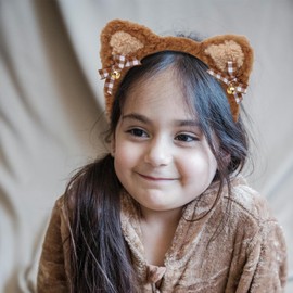 CURASA 2PCS Bear Ears Headband for Women Girls Brown Animal Ears Headband Cute Head Bands for Women's Hair Non Slip Skincare Headband for Washing Face Plush Hairbands for Theme Party Cosplay Gift