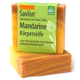 Savion Mandarin Body Soap with Mandarin Oil, Vegan, Palm Oil Free, Cruelty Free, 80 g