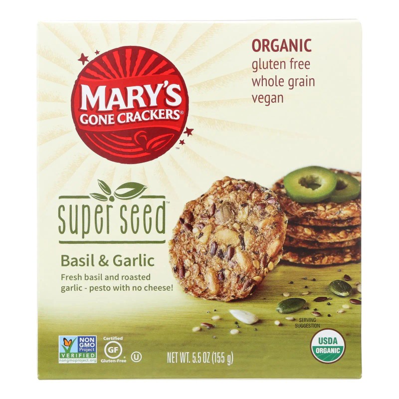 UD_Mary's Gone Crackers Super Seed-Basil$ Garlic Case 6 5.5 oz