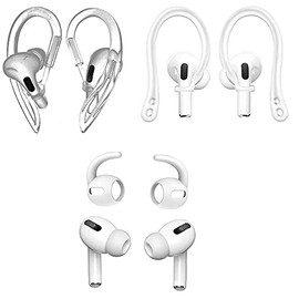 JNSA 3 Pairs Ear Hook Compatible with AirPods Pro, 3 Anti Slip Anti Drop Accessories Compatible with AirPods Pro Ear Tips [for AirPod Pro Only],Transparent/White (Pro)