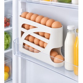 4-Tier Rolling Egg Holder for Refrigerator – Space-Saving 28–30 Egg Organizer for Easy Kitchen Storage