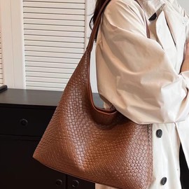 Tote Bags for Women Woven Shoulder Bag Faux Leather Hobo Bags Large Ladies Handbags With Cosmetic Bag