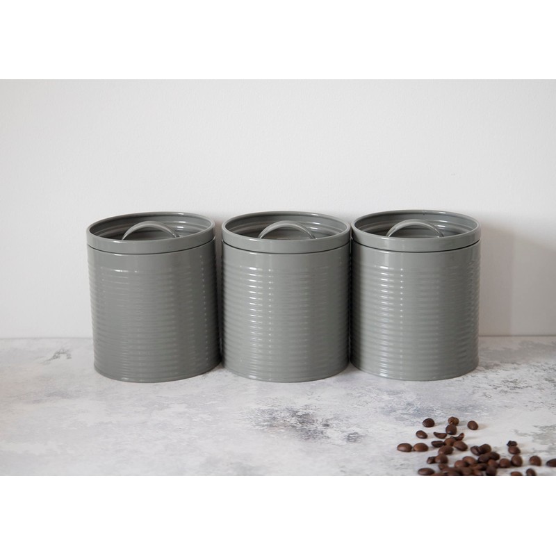 KitchenCraft Storage Canisters, Grey, 3 Pieces, Gift Boxed