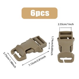 SUPERFINDINGS 6Pcs Plastic Side Release Buckles Khaki Replacement Buckle for Strap Quick Side Release Buckle Clips for Backpack Luggage 71.5x37.5x17.4mm, Hole: 4x25.5mm