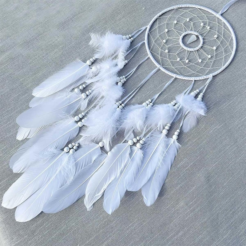 Dream Catcher Wall Hanging Feather Decoration, Hand Knitted, Dream Network,