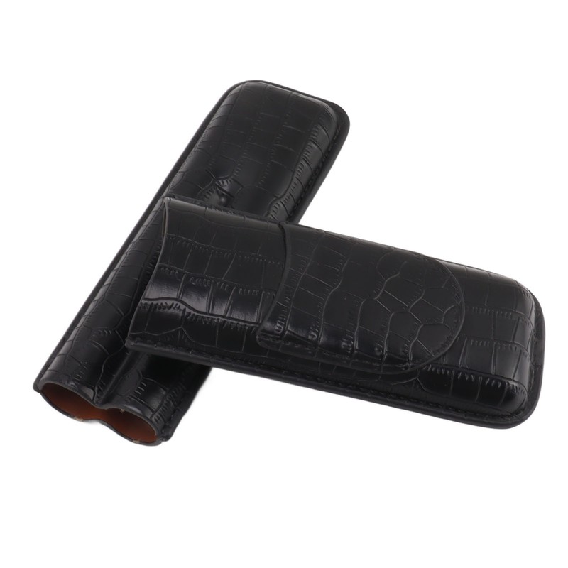 Cigar Case 2 Finger Moisturizing Faux Leather Portable Cigar Box
