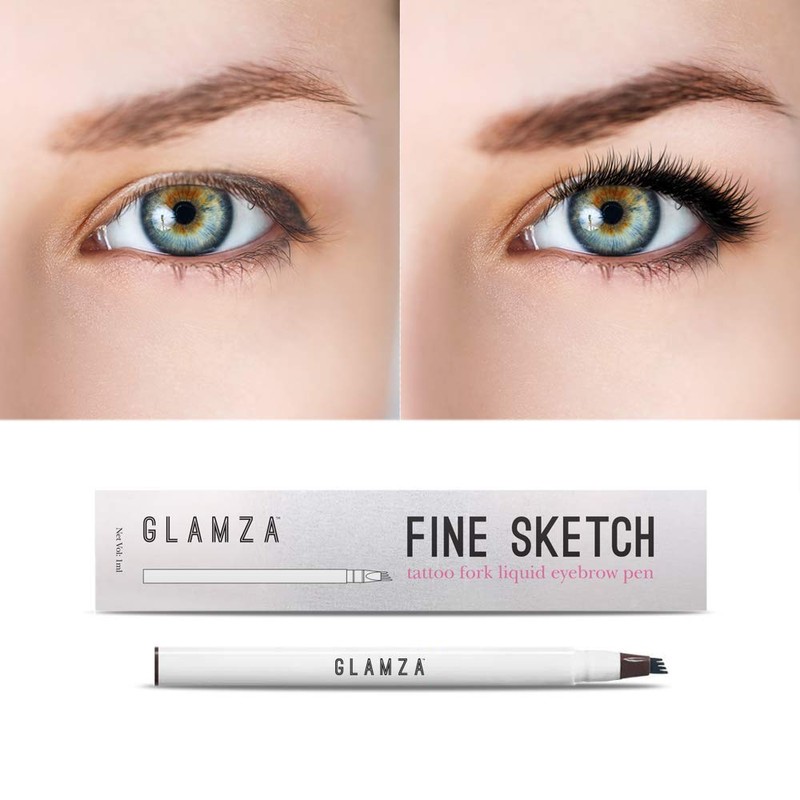 Glamza Fine Sketch Tattoo Fork Liquid Eyebrow Pen 01 Black/Dark