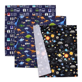 COLORFUL CANDY STYLE N3932513 Lunch Cloth, Boy, Set of 3, Lunch Box, Nafkin, Standard, 17.7 x 17.7 inches (45 x 45 cm), Square, Dinosaur, Planet, Train Set of 3, Colorful Candy Style
