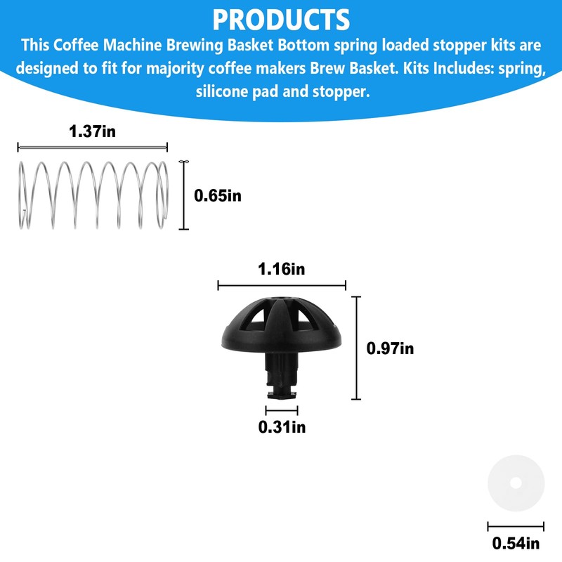 Coffee Machine Brewing Basket Bottom spring loaded stopper kits Fits