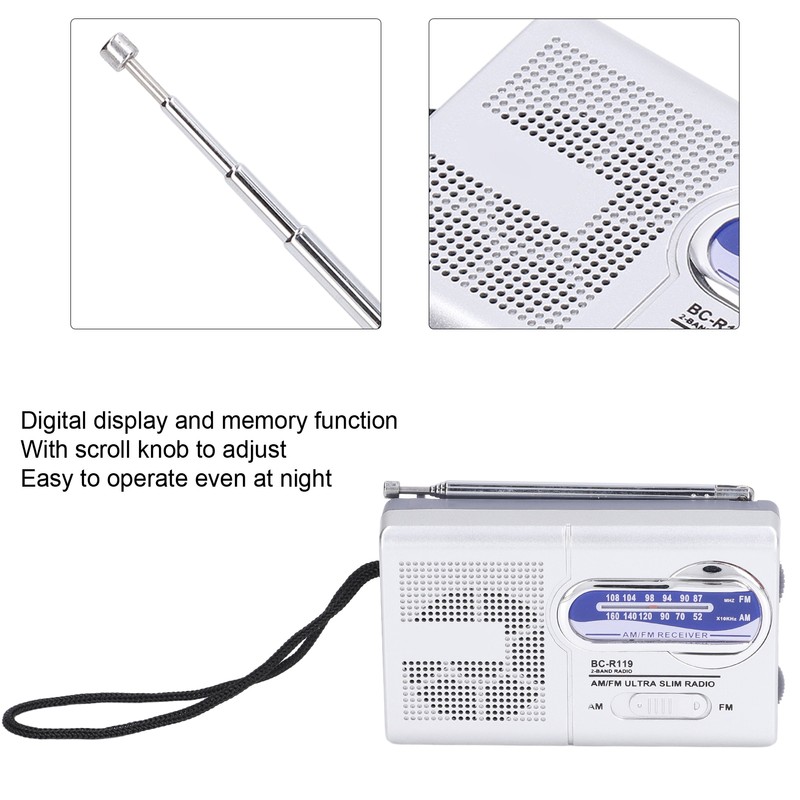 Mini AM FM Radio Manual Operation Easy Adjustment Memory Function