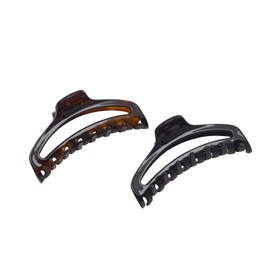 Parcelona French Slim Small Tortoise Shell Brown and Black Celluloid Jaw Hair Claw Clip Clamp Clutcher