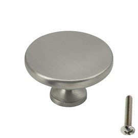 highdecora Round Cabinet Door Knobs and Handles, Single Hole Cupboard Drawer Pulls, Small Knobs with Screws for Wardrobe, Doors, Drawers, Diameter 35mm, Height 21mm Pack of 6 (Silver Brushed)
