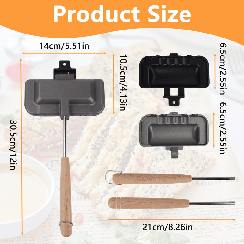 Qivine Hot Sandwich Maker, 4w1h Sandwich Maker Double Sided Pie