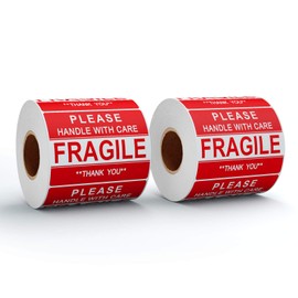 Anylabel 3 x 2 inch Handle with Care Fragile Thank You Warning Packing Shipping Label Stickers Permanent Adhesive (2 Rolls, 1000 Labels)