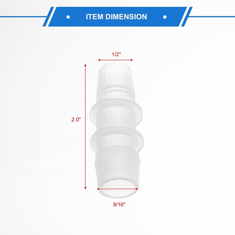 VekAuto 4pcs Plastic Hose Barb Fitting 9/16" to 1/2" Barbed