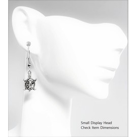 Small Turtle - 17x11mm - Silver alloy charm dangle earrings. Hypoallergenic Fishhooks or Ball Post Earrings Option.