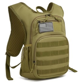 wotony Hydration Backpack with Water Bladder for Hiking Tactical Hydration Pack for Men Women Molle Water Backpack for Hiking (Khaki, 2L-Bladder)