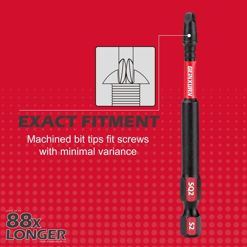 GEINXURN Impact Tough 3Inches #2 Square Insert Driver Bits,30Pack Magnetic