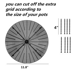 alblinsy 6 Pcs Plant Pot Grid Soil Protector Covers, 11.8" Cuttable Plant Protector Flower Pot Grid from Animals Cat Digging Stopper Plant Pot Cover with Stakes for Plant Gardening (6PCS Black)