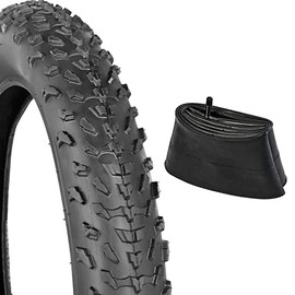 1 Pack 20 Fat Bike Tire 20 x 4.0 Plus 1 Pack 20 Fat Tire Tube 20 x 4.0 AV Standard Valve Compatible with 20 x 4.0 Mountain Bike Fat Tire and Tube (Black)
