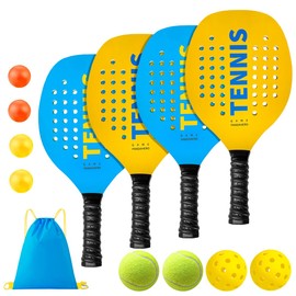 Tennis Racket for Outdoor Play with 4 Paddle Ball Rackets,Beach Outdoor Game for Adults Family Outdoor Lawn Outside Backyard Games