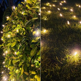 Christmas Net Lights Outdoor 120 LED 6ftx5ft Christmas Decorations, 8 Modes Connectable Waterproof Net Mesh Lights for Xmas Trees, Bushes, Wedding, Garden, Outdoor, Indoor Decor (Warm White)