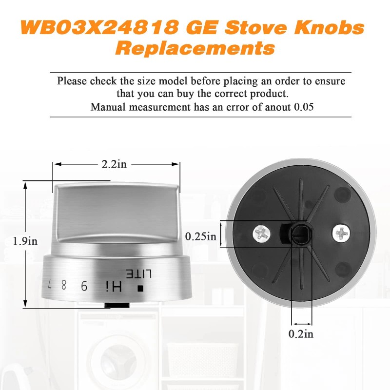 DPHealth 5PCS Stainless Steel Control Knob Compatible with GE Gas