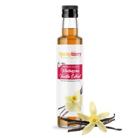 HONEYBERRY Pure Madagascan Vanilla Extract 250g (235ml) - Rich & Smooth Natural Flavour for Baking, Cooking, and Desserts - Premium Quality Extract from Real Vanilla Beans - 100% Natural & Gluten-Free
