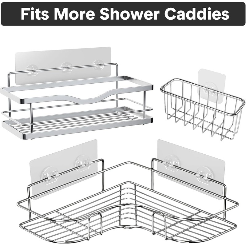 SUZLFTDZSW Shower Caddy Adhesive Replacement, Strong Adhesive Sticker Hooks for