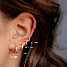 KUNASSHIR 20 g Cartilage Earring Gold Helix Piercings Septum Ring Nose Piercing Ring Silver 925 6 mm / 8 mm Helix Earring Daith / Rook / Tragus Piercings Jewellery Earrings Huggie for Women, Sterling