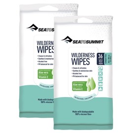 Sea to Summit Wilderness Wipes Rinse-Free Body Wipes, 2-Pack (36 Wipes per Pack)