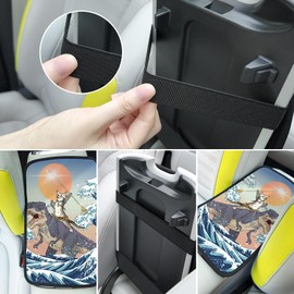 Cat and Dinosaur Car Center Console Cover,Car Armrest Pad Car Armrest Seat Box Cover Protector for Most Vehicle, SUV, Truck, Car