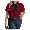 BEAUDRM Women's Plus Size Work Office Blouse Bow Tie Neck