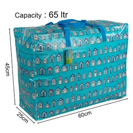 The Pescara Collection Large 65 litre Storage Bags Water & Dust Resistant. Double zipped storage bags for toys, laundry, bedding. Underbed Wardrobe Space Saver blue Beach huts