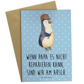 Mr. & Mrs. Panda Greeting Card "Wenn Papa es nicht reparieren kann, sind wir am Arsch - Geschenk Bester Papa der Welt, Bruder, Vater, Glückwunschkarte