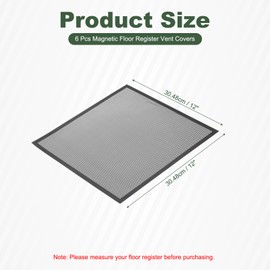 YOKIVE 6 Pcs Magnetic Floor Vent Covers, Floor Register Cover PVC Mesh Air Vent Screen Filters, Great for Home Floor, Wall, Ceiling, Catch Debris Hair Dust (Black, 12-Inch x 12-Inch)
