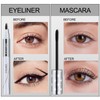 Apooliy Black Mascara and Liquid Eyeliner Duo,Waterproof, Smudge-Proof, All-Day Wear