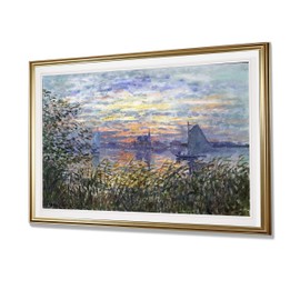 Monet Wall Art Collection Sunset on The Seine, 1874 Fine Giclee Prints Wall Art in Premium Quality Framed Ready to Hang - Gold Framed