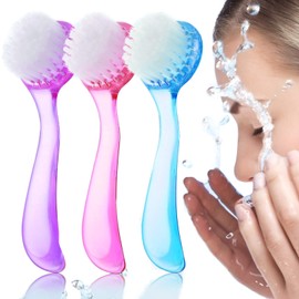 3-Pack Face Exfoliator Brushes - Manual Facial Cleansing Brush Acrylic Facial Scrubbers Soft Bristle Exfoliator Brush for Face Care Makeup
