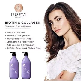 Luseta Biotin & Collagen Shampoo & Conditioner Duo 2x 500ml 16.9oz Thin Dry Hair