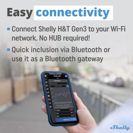 Shelly H&T Gen3 Mocha | Wi-Fi and Bluetooth Smart Temperature & Humidity Sensor with Remote App Control & Monitoring | Smart Scenes | Notification Alerts | LCD Display | Free Data Storage Export