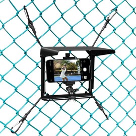 BUMOVE Cell Phone Fence Mount with Shade, Phones Holder Mounting Kit for iPhone, Mevo Start, GoPro and Other Action Cameras, for Recording Baseball, Hockey, Softball and Tennis Games (Black)