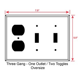 Art Plates - 3-Gang Combination OVERSIZED Switch Plate - OVER SIZE Switch Plate - Outlet - Toggle - Toggle - Rooster - (Made in USA)