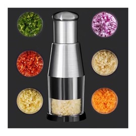 Manual Pressed Chopper,Gourmet Slice Deluxe Chopper,Multifunctional Garlic Chopper, Hand-Pressed Stainless Steel Kitchen Chopper for Smashing Garlic Onion Potato (1 PCS)
