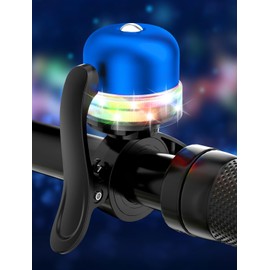 Bike Bell with RGB Lights, Bike Bell for 19-31.8mm Bicycle Handlebars, Three Light Modes Adjustment Bicycle Bell(Blue)
