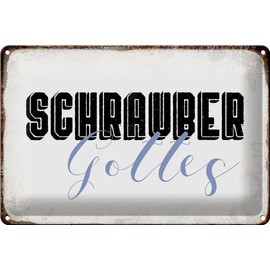 Ontrada Tin Sign 20 x 30 cm Curved Screwdriver God Mechanic Decorative Gift Sign