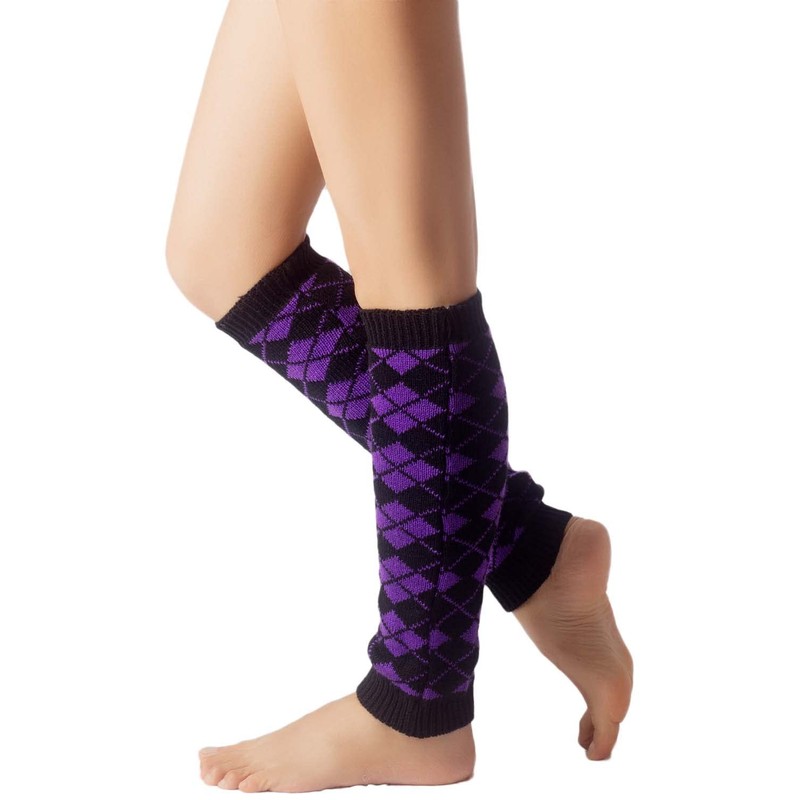iB-iP Women's Ballet Dancer Aerobic Checked Thermal Leg Warmers, Hyacinth