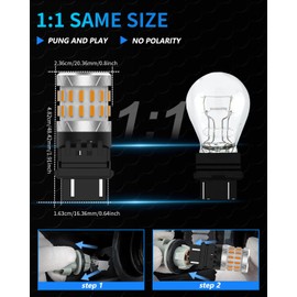 2PCS 3157 LED Bulb Amber Yellow, 4157 3156 LED Reverse Light Bulbs for Car Back Up Reverse Tail Brake Turn Signal Lights